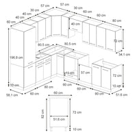 Vicco Cucina angolare completa Pannello in rovere/antracite 227 x 287 cm , PL Marmo