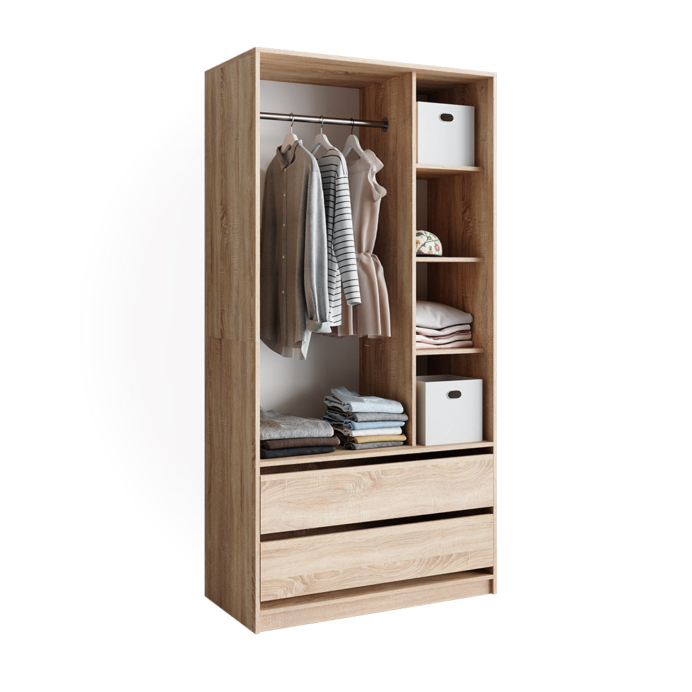 Vicco Armadio Sonoma 100 x 200 cm con 2 cassetti