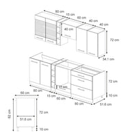 Vicco Mobili da cucina  Blu scuro lucido/bianco 235 cm senza piano di lavoro