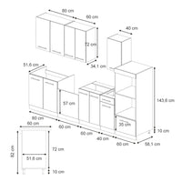 Vicco Cucina componibile Pannello in rovere/antracite 300 cm con armadio alto, PL Antracite