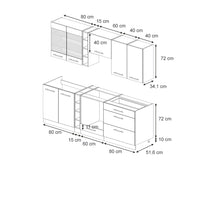 Vicco Mobili da cucina Blu scuro lucido/bianco 235 cm , PL Rovere