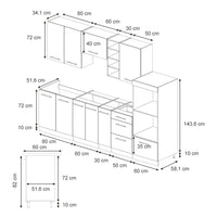 Vicco Cucina componibile Pannello di quercia/bianco 280 cm , PL Marmo
