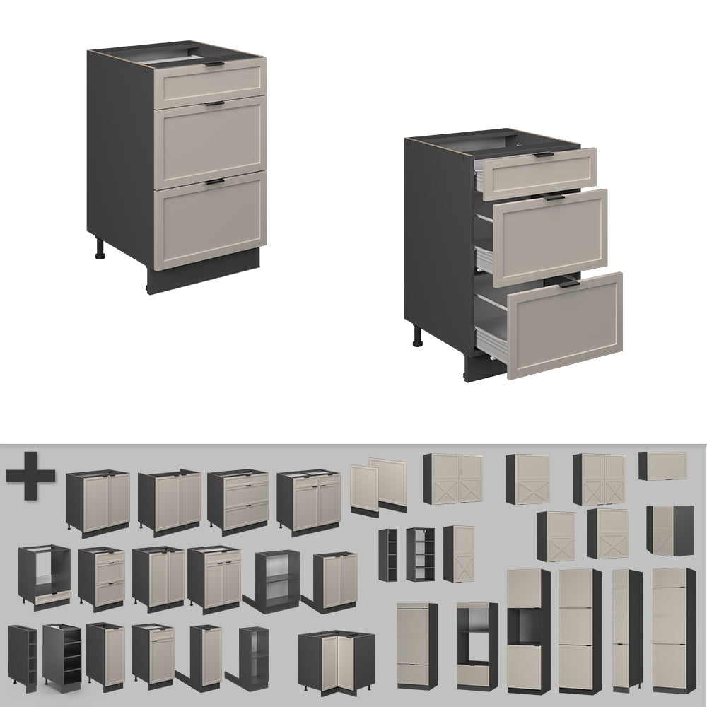 Vicco Mobiletto base per cucina GrigioBeige 50 cm , PL Marmo