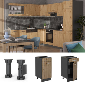 Vicco Mobiletto base per cucina Rovere artigianale 40 cm , PL Rovere