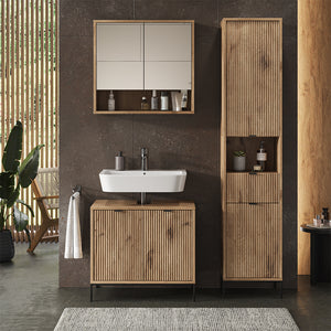 Vicco Set di mobili da bagno Quercia vichinga 3 parti, con colonna