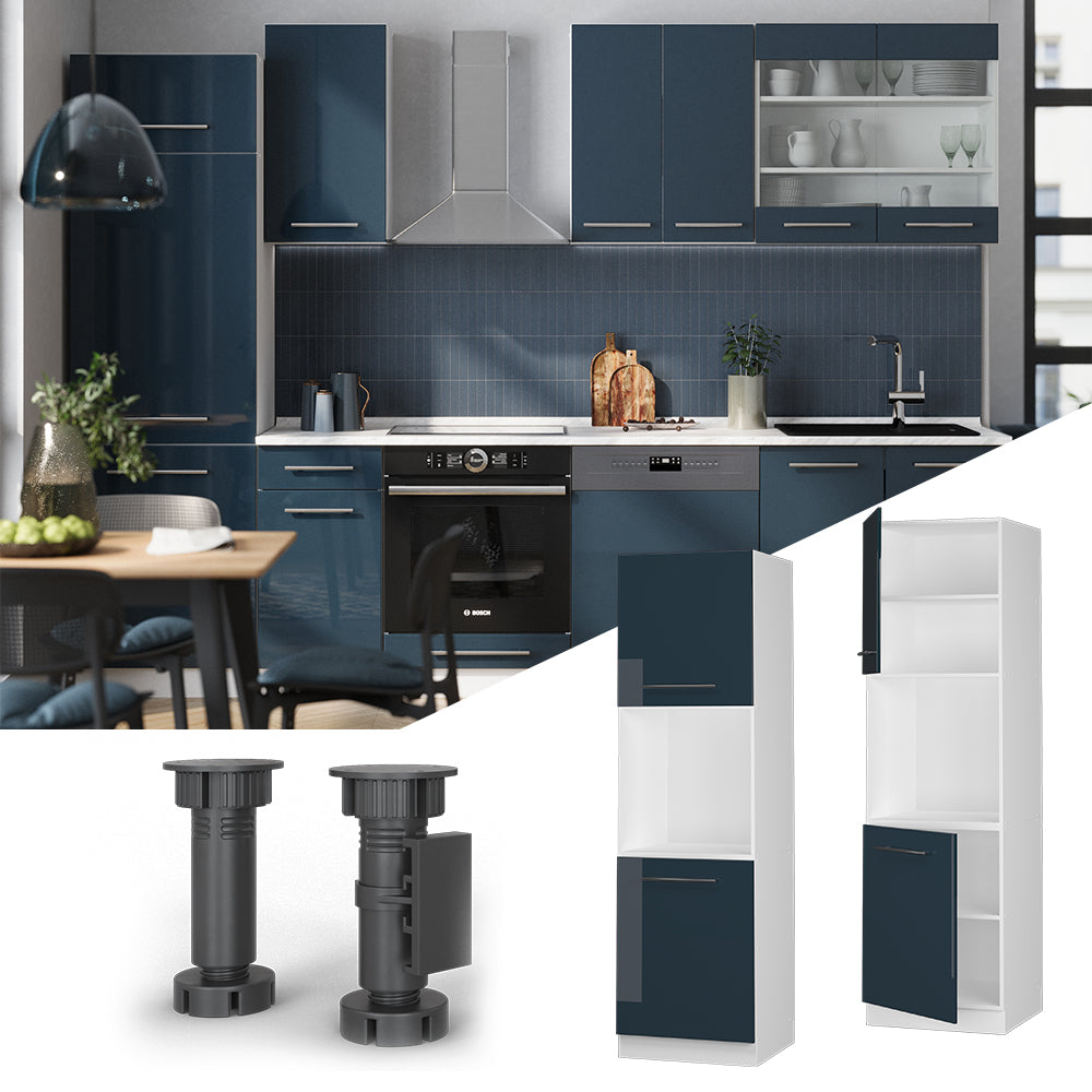 Vicco Mobile per forno da incasso Blu scuro lucido 60 cm con ripiano aperto