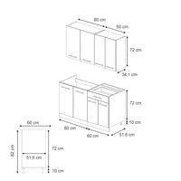 Vicco Cucina completa Pannello in rovere/rovere goldkraft 140 cm , PL Antracite