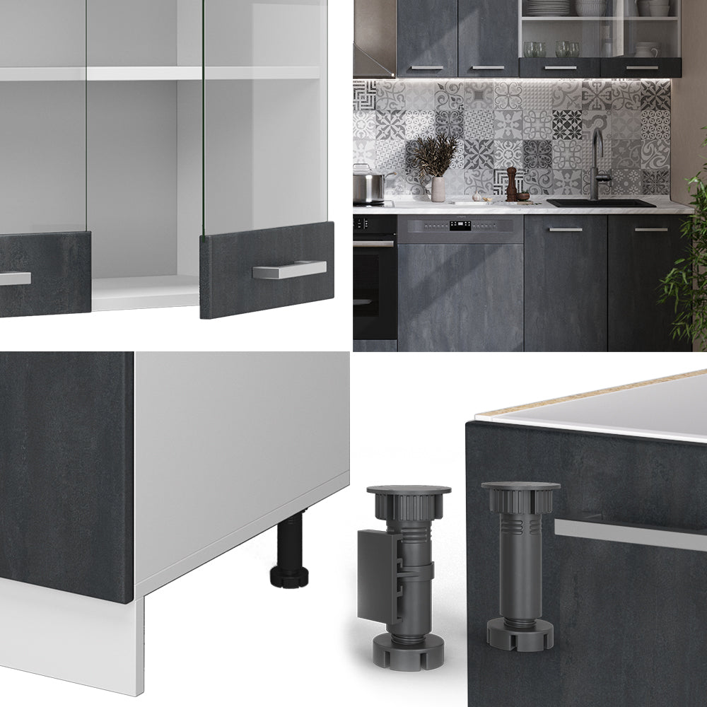 Vicco Cucina componibile Nero cemento/bianco 300 cm PL Antracite