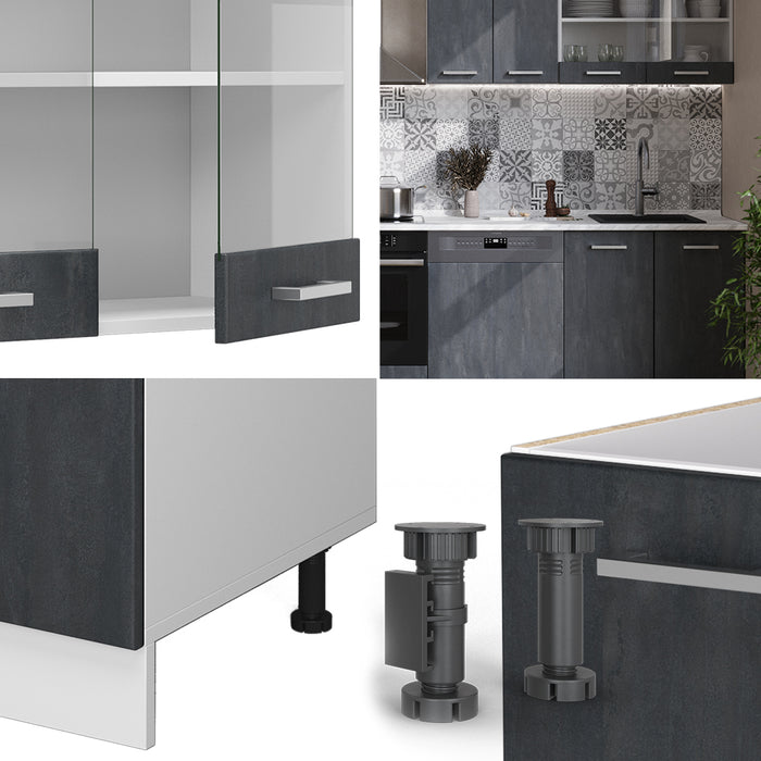 Vicco Cucina componibile Nero cemento/bianco 300 cm PL Rovere