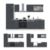 Vicco Cucina componibile Nero cemento/bianco 300 cm PL Rovere