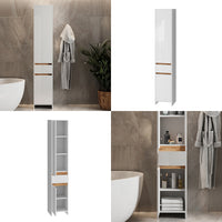 Vicco Mobiletto da bagno Bianco lucido/oro power oak 35 x 190 cm con 2 porte e un cassetto