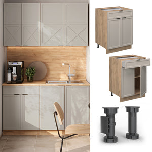 Vicco Basi  GrigioBeige 60 cm con cassetto, PL Rovere