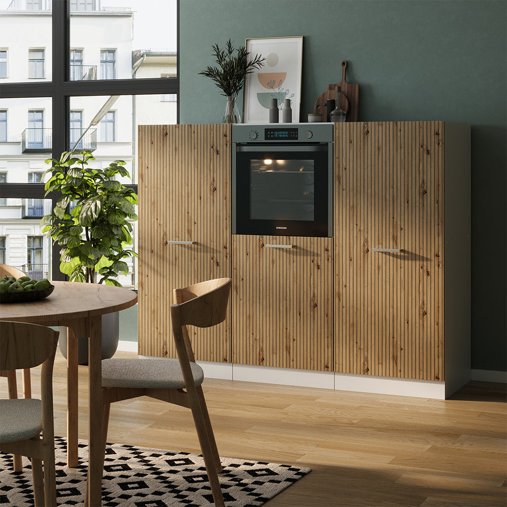 Vicco Cucine componibili piccole Rovere artigianale/bianco 180 cm senza piano di lavoro