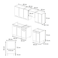 Vicco Cucina componibile Pannello in rovere/antracite 240 cm , PT Antracite
