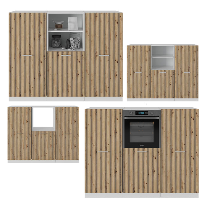 Vicco Cucine componibili piccole Rovere artigianale/bianco 180 cm senza piano di lavoro