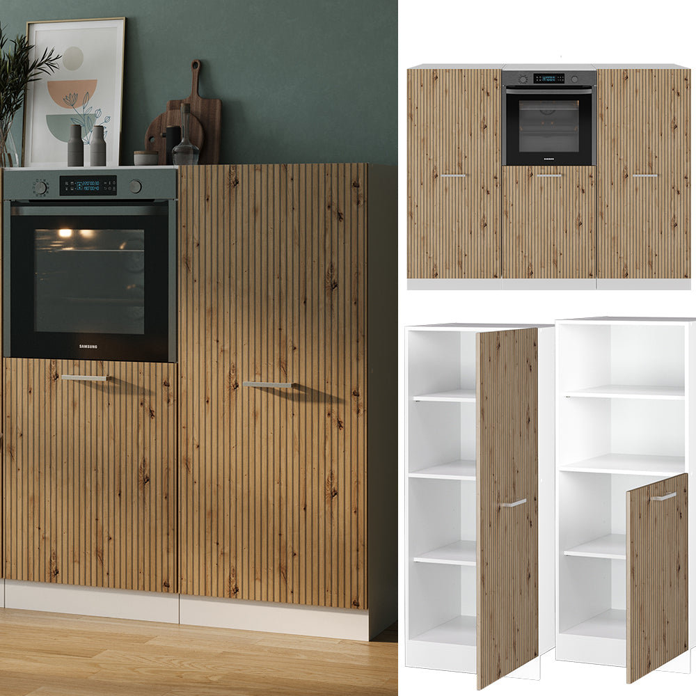 Vicco Cucine componibili piccole Rovere artigianale/bianco 180 cm senza piano di lavoro