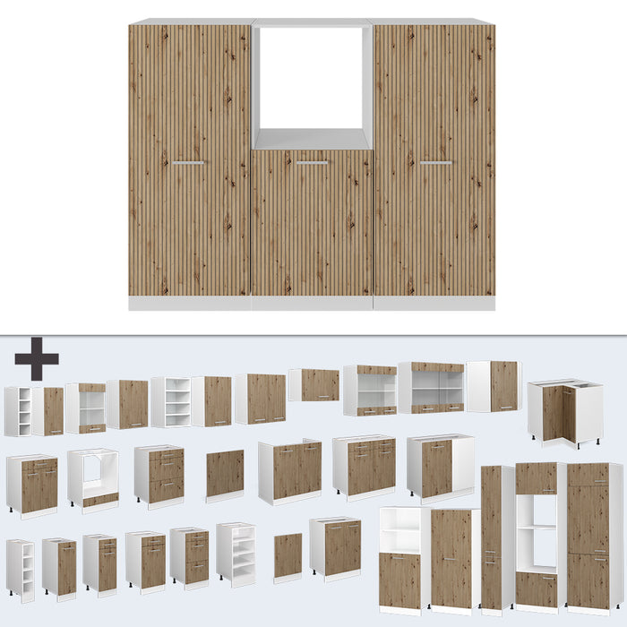 Vicco Cucine componibili piccole Rovere artigianale/bianco 180 cm senza piano di lavoro