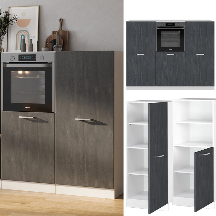 Vicco Cucine componibili piccole Nero cemento/bianco 180 cm Senza piano di lavoro
