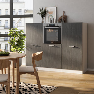 Vicco Cucine componibili piccole Nero cemento/bianco 180 cm Senza piano di lavoro