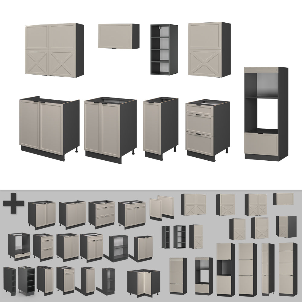 Vicco Cucina componibile Grigio/beige/antracite 280 cm , PL Marmo