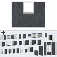 Vicco Cucine componibili piccole Nero cemento/bianco 180 cm Senza piano di lavoro