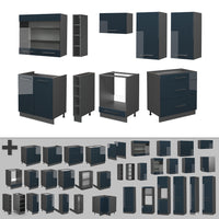 Vicco Mobili da cucina  Blu scuro lucido/antracite 235 cm senza piano di lavoro