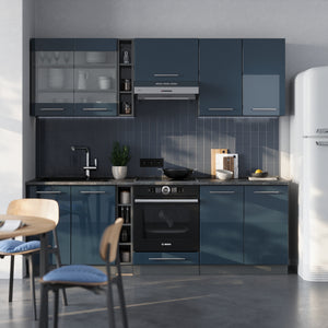 Vicco Mobili da cucina  Blu scuro lucido/antracite 235 cm senza piano di lavoro