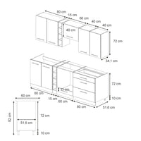 Vicco Cucina componibile Pannello di quercia/bianco 235 cm , PL Antracite