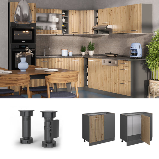 Vicco Mobile ad angolo cucina Rovere artigianale 86 cm senza piano di lavoro