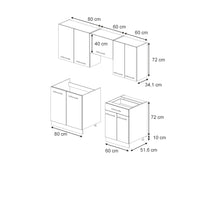 Vicco Cucina componibile Pannello di quercia/bianco 200 cm senza piano di lavoro