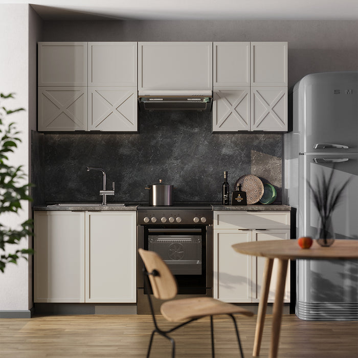 Vicco Cucina componibile Grigio/beige/antracite 200 cm , PL Rovere