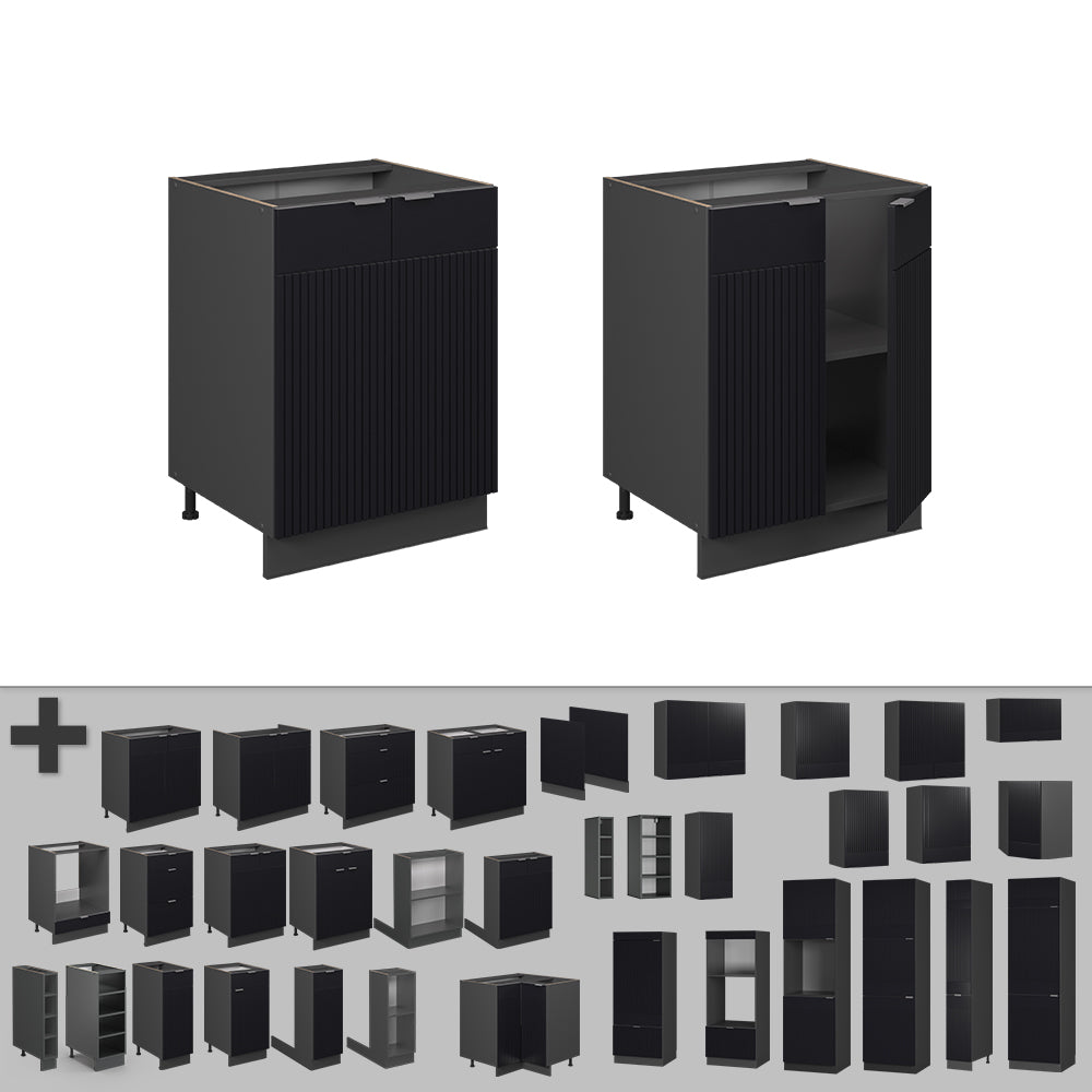 Vicco Mobiletto base cucina Nero a righe 60 cm senza piano di lavoro