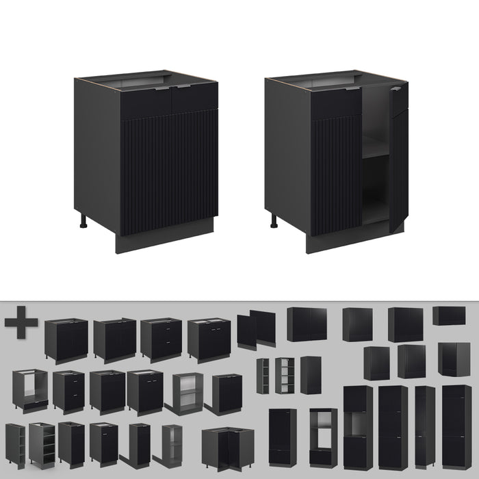 Vicco Mobiletto base cucina Nero a righe 60 cm senza piano di lavoro