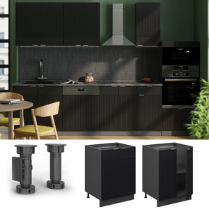 Vicco Mobiletto base cucina Nero a righe 60 cm , PL Marmo