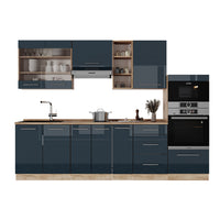 Vicco Cucina componibile Blu scuro lucido/rovere dorato 280 cm , PL Antracite