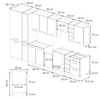 Vicco Cucina componibile Pannello in rovere/antracite 355 cm , PL Antracite