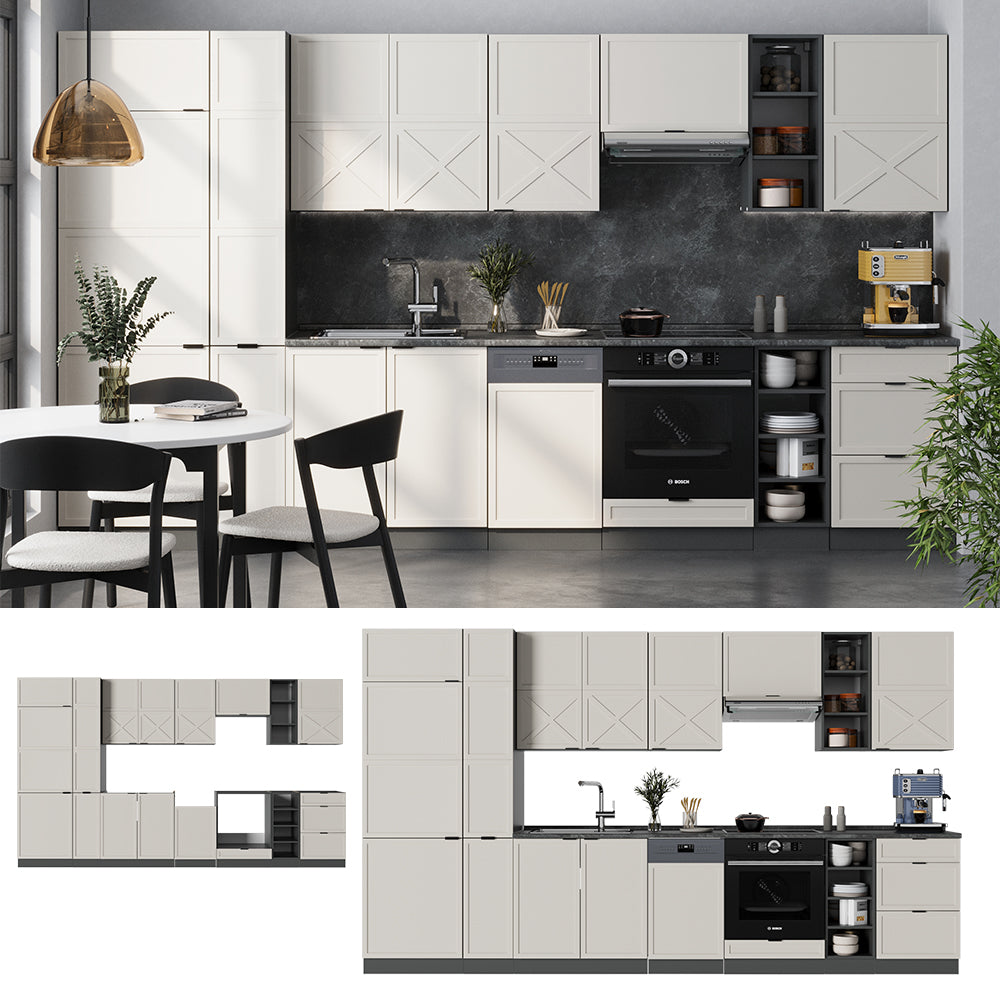 Vicco Cucina componibile Grigio/beige/antracite 355 cm , PL Antracite