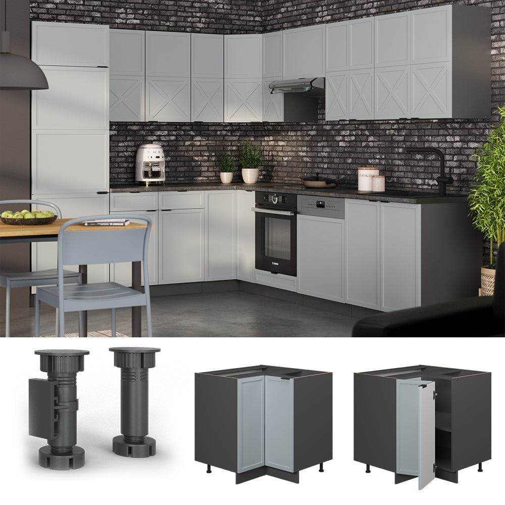 Vicco Mobile ad angolo cucina Blu-grigio chiaro 80.5 cm , PL Antracite
