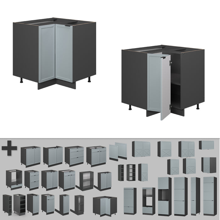 Vicco Mobile ad angolo cucina Blu-grigio chiaro 80.5 cm , PL Marmo