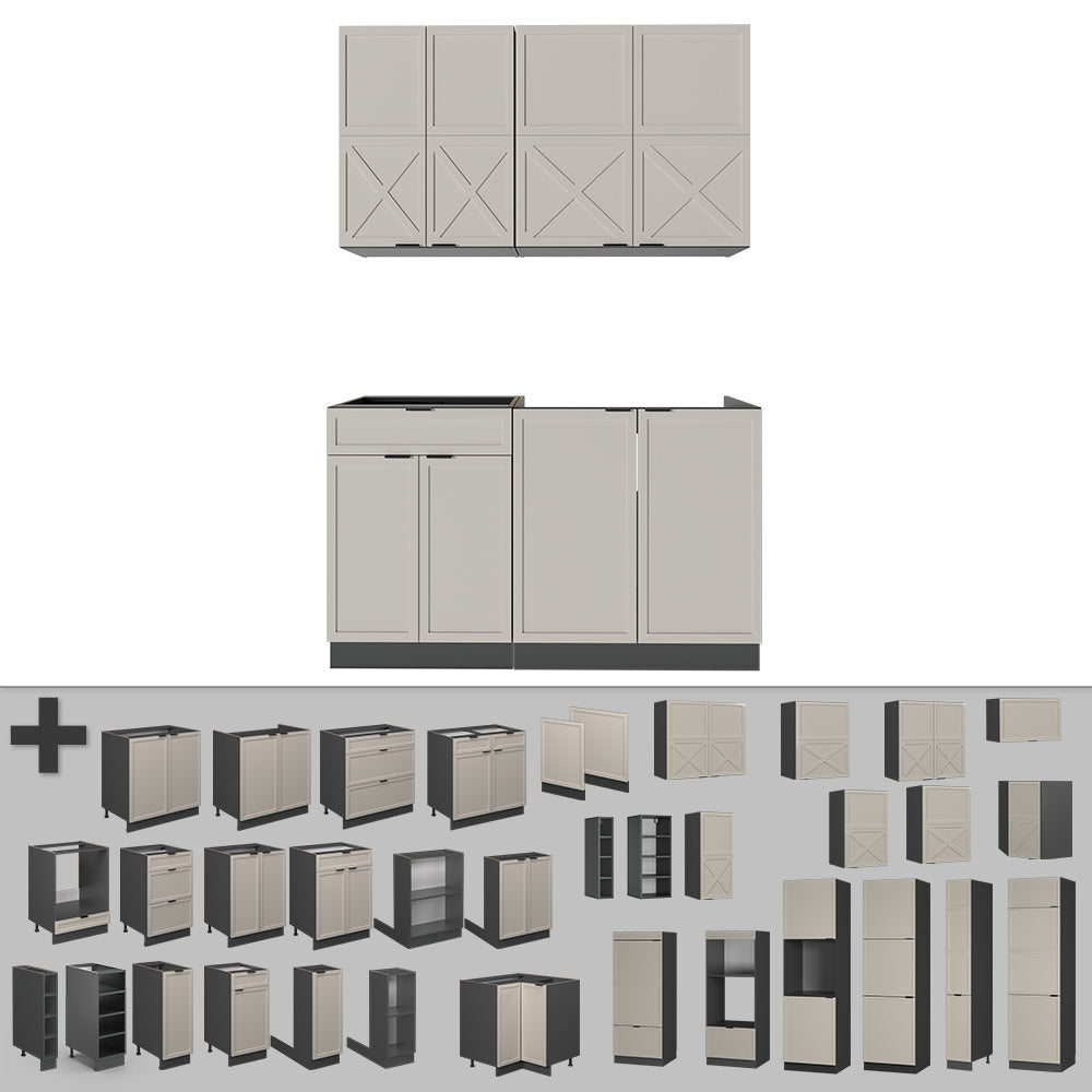 Vicco Cucina completa Grigio/beige/antracite 140 cm , PL Antracite