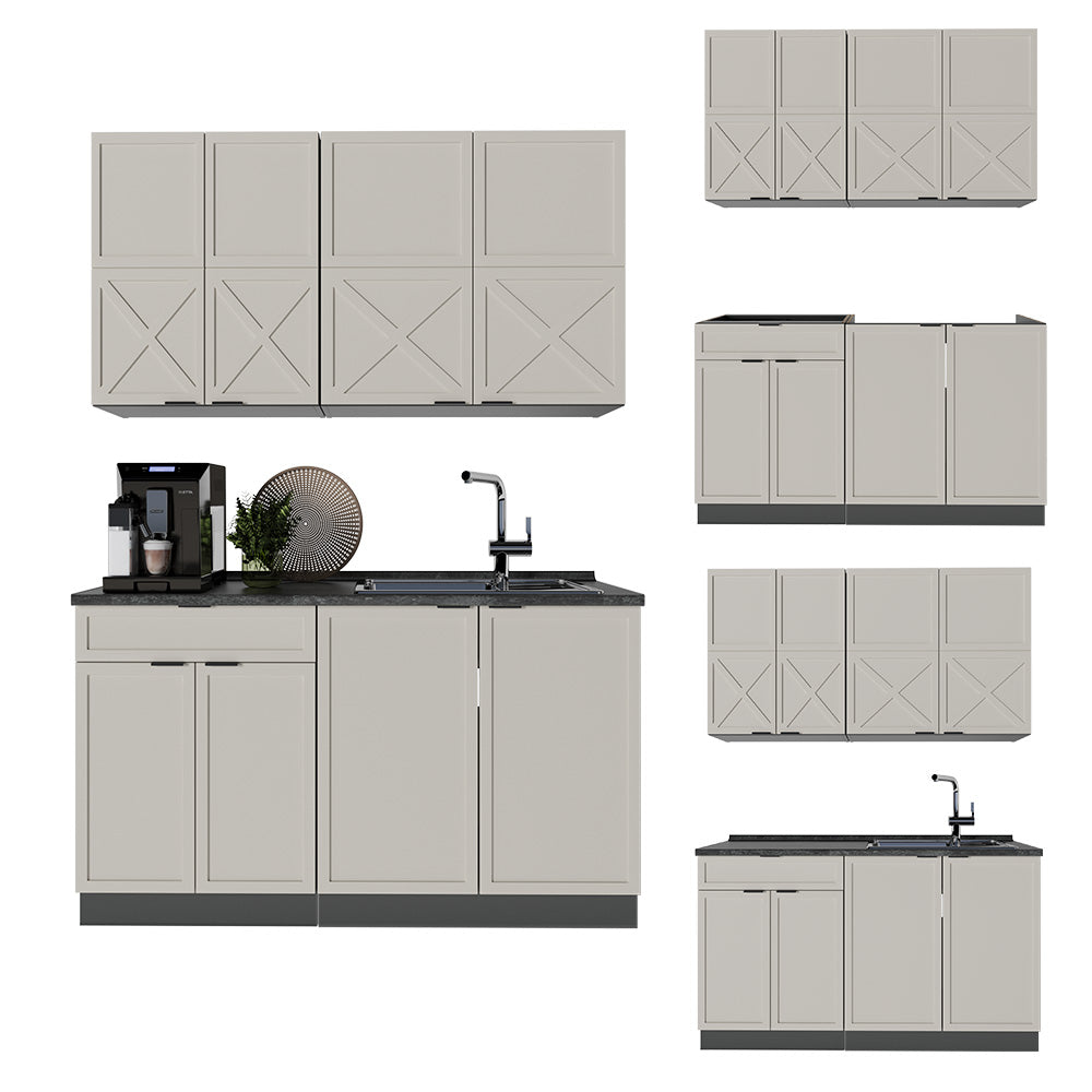 Vicco Cucina completa Grigio/beige/antracite 140 cm , PL Antracite