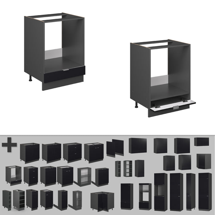 Vicco Mobile per forno da incasso Nero a righe 60 cm , PL Rovere