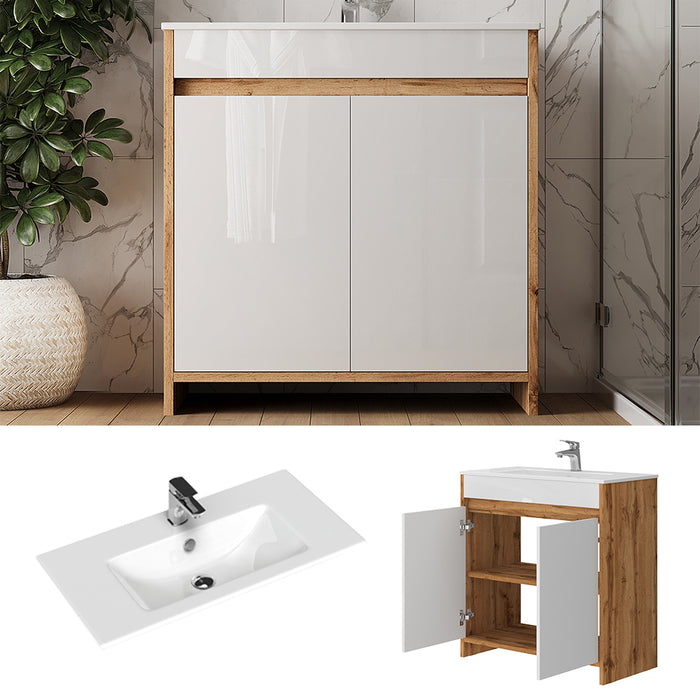 Vicco Mobiletto per lavabo Quercia dorata 2 parti