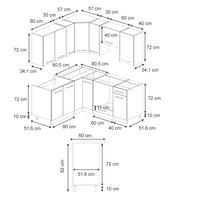 Vicco Cucina angolare completa Pannello di quercia/bianco 160 x 190 cm , PL Rovere