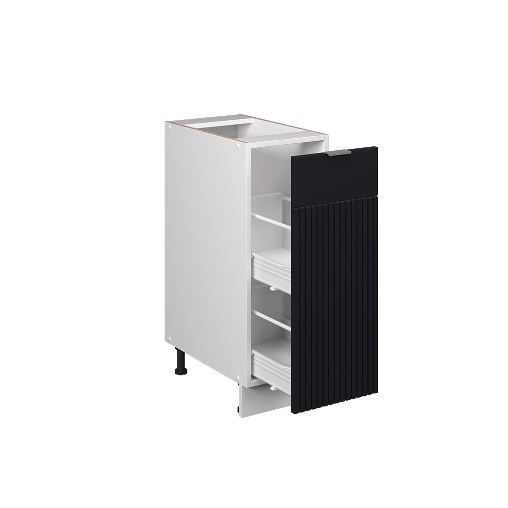 Vicco Armadio cucina dispensa alto Nero a righe 30 cm , PL Rovere