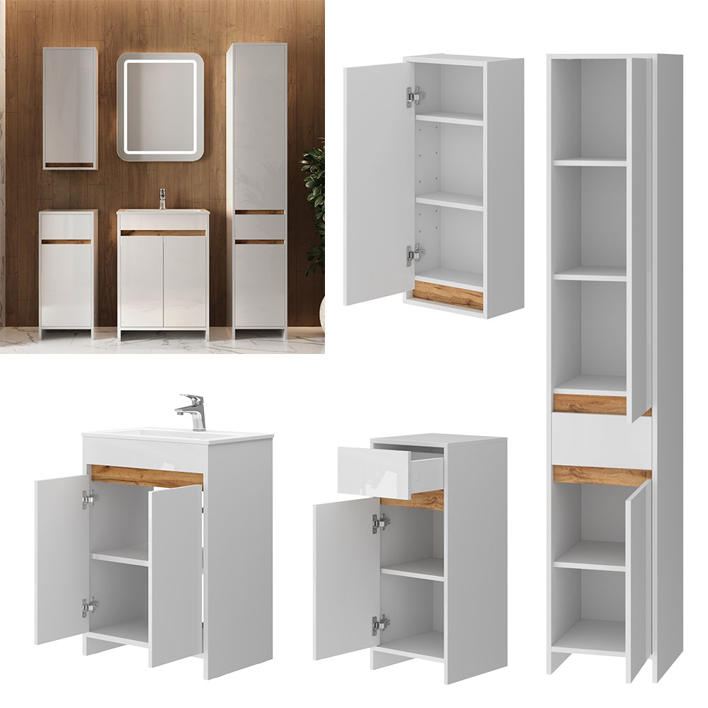 Vicco Set di mobili da bagno Bianco lucido Set di 5