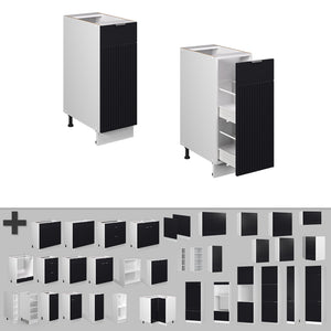 Vicco Armadio cucina dispensa alto Nero a righe 30 cm , PL Rovere