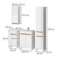 Vicco Set di mobili da bagno Bianco lucido Set di 5