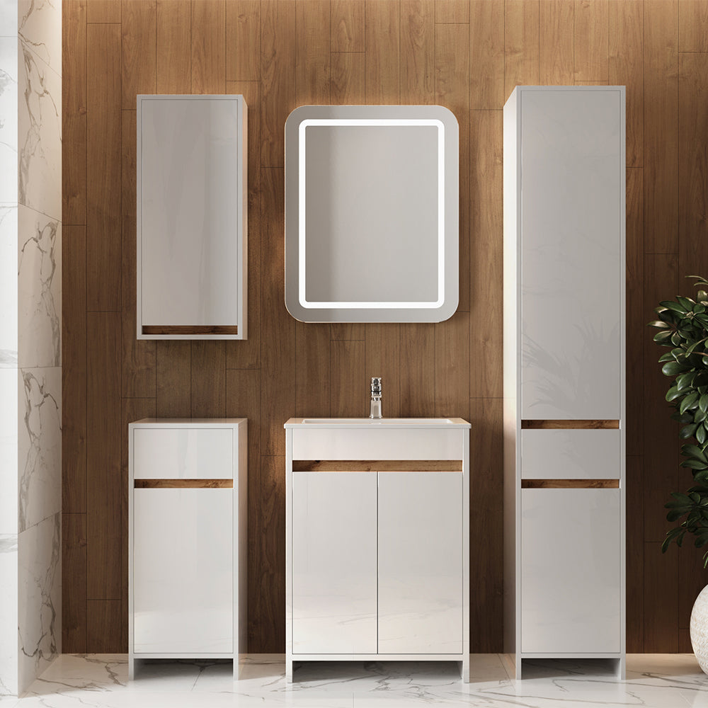 Vicco Set di mobili da bagno Bianco lucido Set di 5