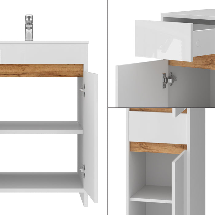 Vicco Set di mobili da bagno Bianco lucido Set di 5